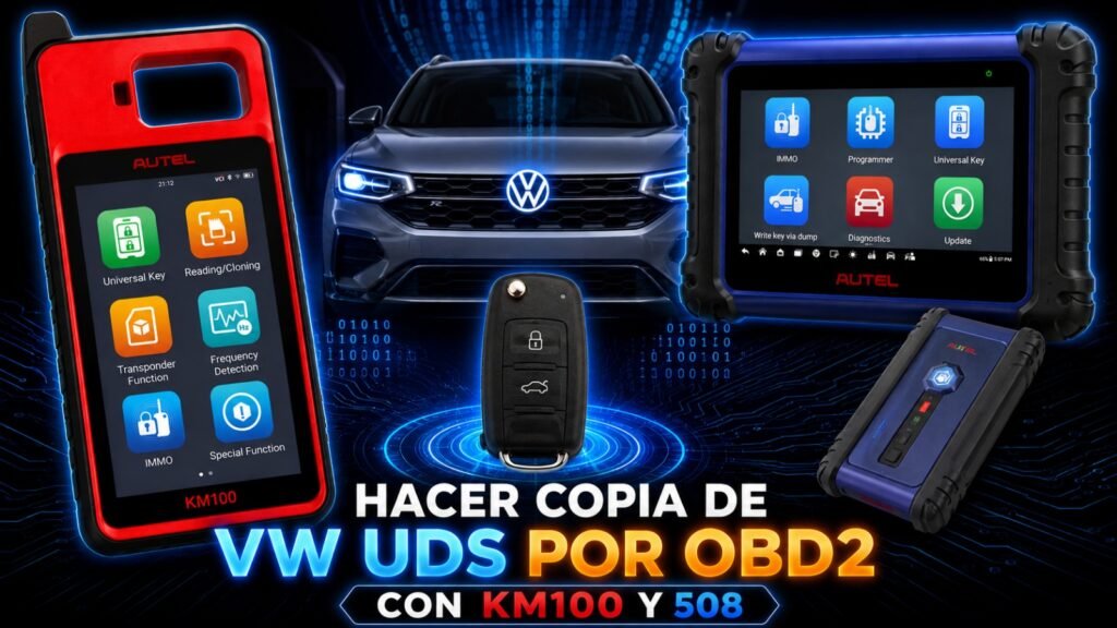 Hacer copia de VW UDS por OBD2 con km100 y 508 Hoy te enseño como copiar una llave de VW paso a paso por obd2